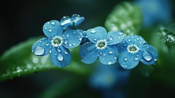 Raindrops on forget-me-nots, representing true love. photo