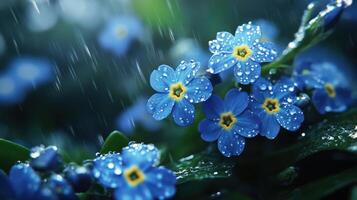 Raindrops on forget-me-nots, representing true love. photo