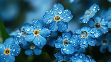 Raindrops on forget-me-nots, representing true love. photo