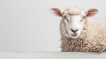a sheep with ample empty space around it. photo