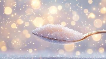 Spoonful of Sugar Glimmering with Light Reflections photo