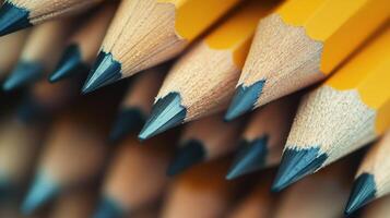 Stack of pencil stubs with a shallow depth of field. photo