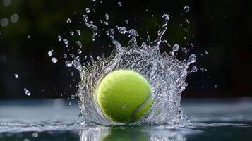 The impact of a tennis ball creating a splash effect. photo