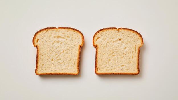Two slices of bread, cut in half, are placed next to each other. photo