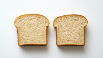 Two halved slices of bread are positioned close together. photo