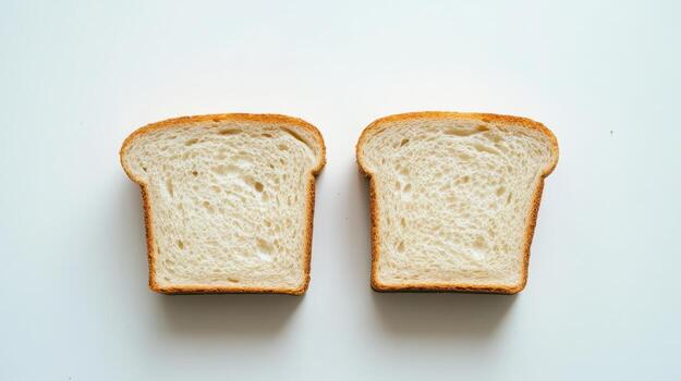 Two slices of bread, cut in half, are placed next to each other. photo