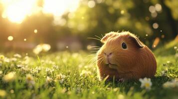 Guinea pig in the grass photo