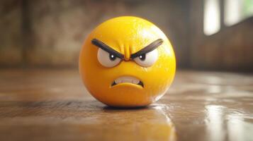 A Frustrated Yellow Orb Featuring an Exaggerated Face photo
