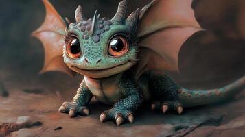A Baby Dragon with Large, Expressive Eyes and a Friendly Expression photo