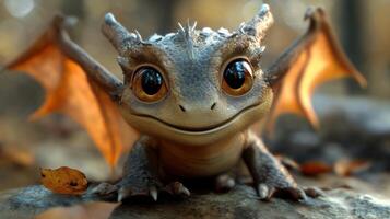A Baby Dragon with Large, Expressive Eyes and a Friendly Expression photo