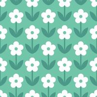 simple seamless pattern of repeating white flowers on a blue background vector