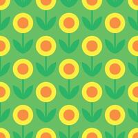 simple seamless pattern of repeating sunflowers on a green background vector