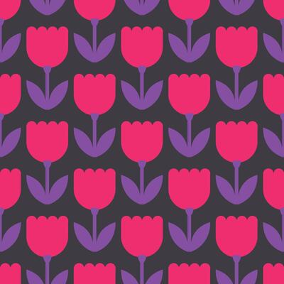 simple seamless pattern of repeating roses on a black background