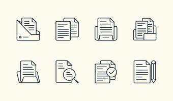 Minimalist line illustration concept icon set for office file and folder documentation project vector