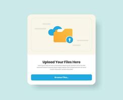 Professional file drag and drop ui design with minimalist cloud folder illustration vector