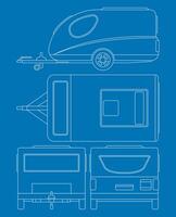 Caravan blueprint for graphic resource. eps 10 vector