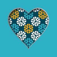 illustration with a cut out heart and with an abstract pattern in the background. Valentines day card. vector