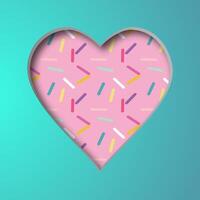 illustration with a cut out heart and with an abstract pattern in the background. Background with a hole in the shape of a heart. Valentines day card. vector