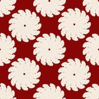 Seamless pattern of abstract shaggy snowflakes on a red background vector