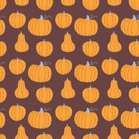 autumn seamless pattern with cute pumpkins vector