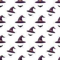 Halloween seamless pattern with witch hats vector