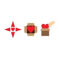 set of heart box conepts vector