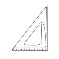 Outline triangle ruler. Minimalistic illustration isolated on white background. School measuring tool for drawing even straight lines. vector