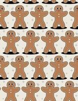Christmas pattern with Gingerbread man groovy. Pattern in swatches. For fabric, wrapping paper and other decoration. vector