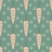 Christmas tree balls ornated with lines, seamless pattern. Hand drawn Christmas decoration with snowflakes. Pattern in swatches. For fabric, wrapping paper and other decoration vector