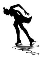 Figure skating. silhouette shape, black iillustration isolated on white background vector