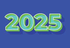 Happy New Year 2025 3D Cyan Design Abstract Illustration With Blue Background vector