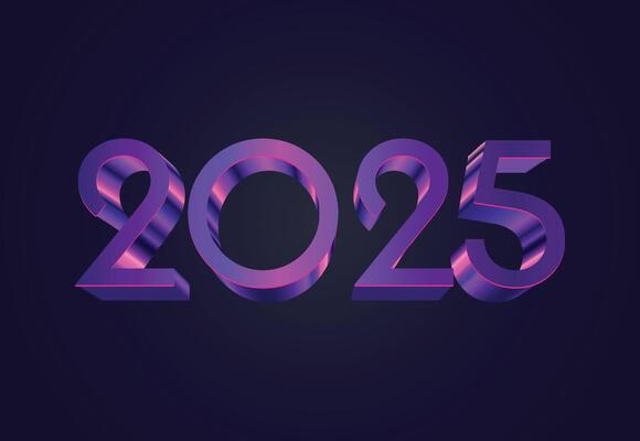 Happy New Year 2025 Purple 3D Realistic Decoration Design Abstract Illustration