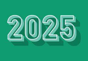 Happy New Year 2025 3D Cyan Design Abstract Illustration vector