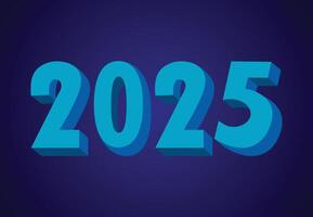 Happy New Year 2025 Blue 3D Realistic Art Design Abstract Illustration vector