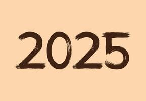 Happy New Year 2025 Scribble Design Brown Abstract Illustration vector