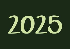 Happy New Year 2025 Scribble Design Green Abstract Illustration vector
