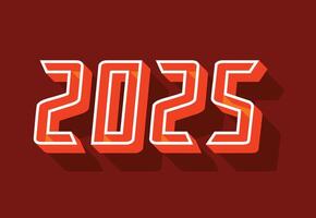 Happy New Year 2025 3D Orange Design Abstract Illustration vector