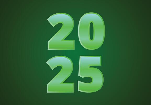 Happy New Year 2025 Green Typography Elegant Design Abstract Illustration