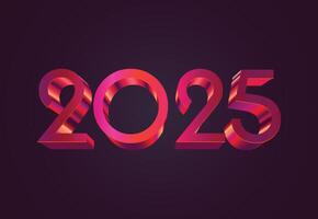 Happy New Year 2025 Pink 3D Realistic Decoration Design Abstract Illustration vector