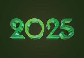 Happy New Year 2025 Green 3D Realistic Decoration Design Abstract Illustration vector