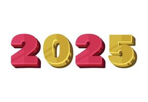 Happy New Year 2025 Red And Yellow 3D Art Design Abstract Illustration vector