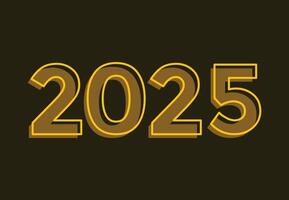 Happy New Year 2025 Yellow Realistic Decoration Design Abstract Illustration vector