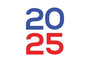 Happy New Year 2025 Typography Blue And Red Design Abstract Illustration vector