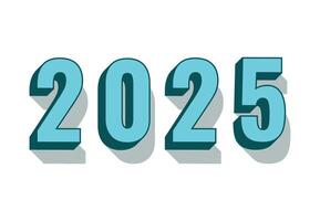 2025 Happy New Year 3D Realistic Decoration Blue Design Abstract Illustration vector