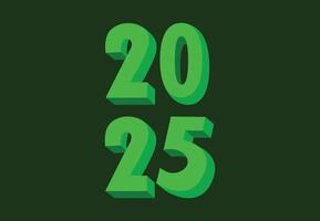 Happy New Year 2025 Green 3D Realistic Art Design Abstract Illustration vector