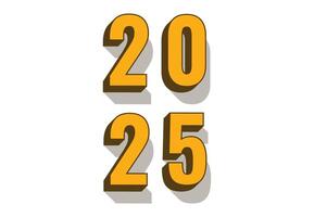 2025 Happy New Year 3D Realistic Decoration Orange Design Abstract Illustration vector