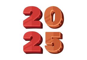 Happy New Year 2025 Red And Orange 3D Art Design Abstract Illustration vector