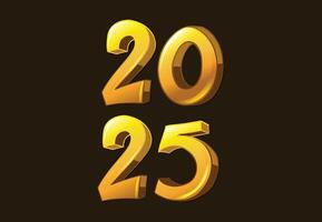 Happy New Year 2025 Design Yellow 3D Realistic Abstract Illustration vector