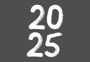 Happy New Year 2025 Scribble Drawing White Design Abstract Illustration With Gray Background vector