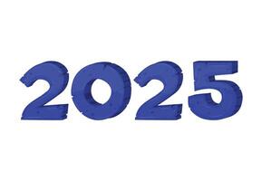 2025 Happy New Year Yellow Blue Typography Realistic Design Abstract Illustration vector